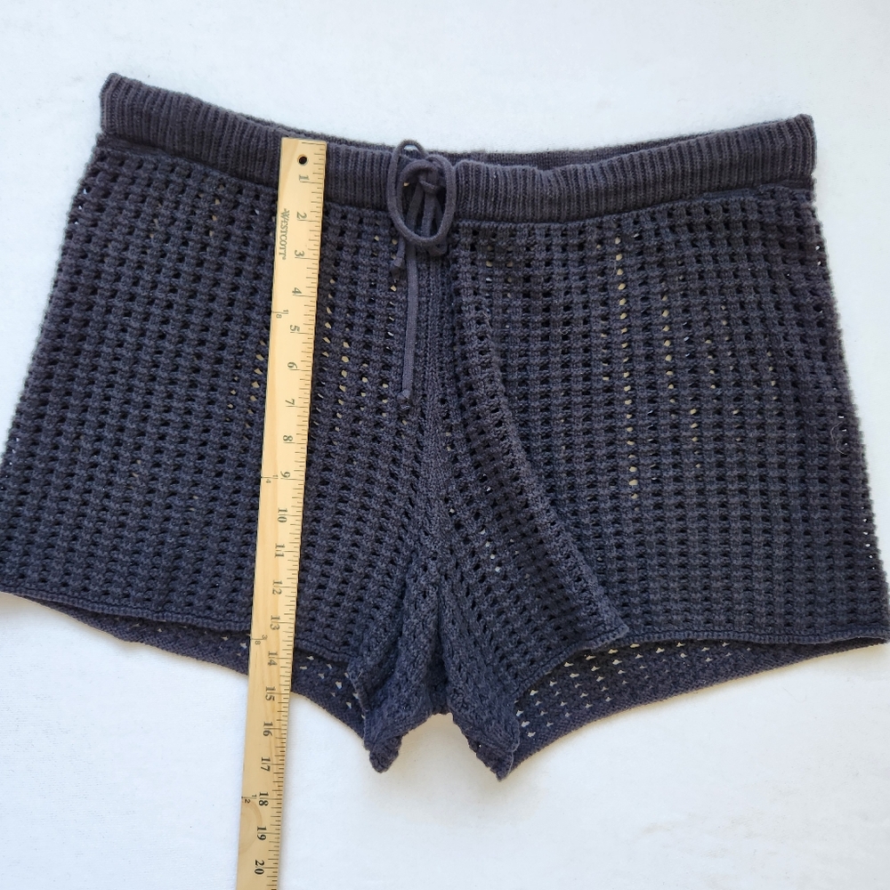 Comfy Crocheted Boho Shorts Black Drawstring Tie Beach Pool Lounge Cute XXL - Picture 11 of 13